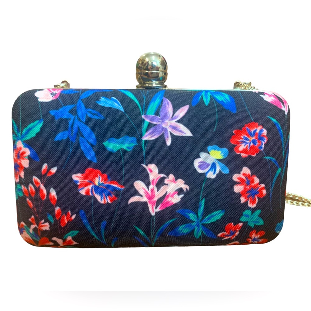 Retired multicolored floral Talbots Hardcase Clutch